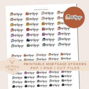 Mortgage Printable Stickers, House Planner Script Stickers, DIY Printable Stickers, Pay Bill DIY Stickers, Print & Cut Cricut Silhouette