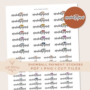 Payment Printable Stickers, Planner Script Stickers, DIY Printable Stickers, Snowball Payment Stickers, Print & Cut Cricut Silhouette