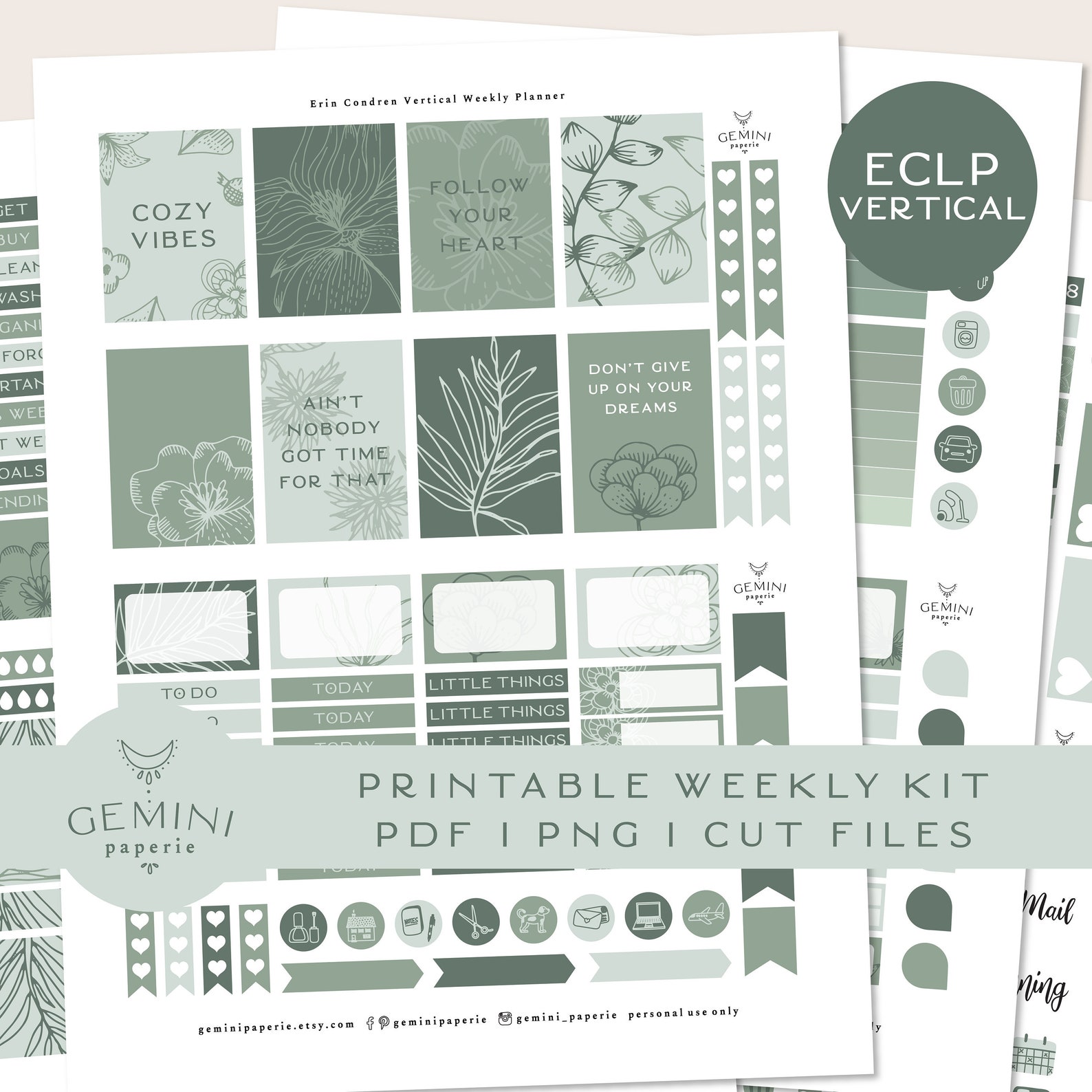 Printable Weekly Planner Stickers for Erin Condren 2021, Weekly Planner ...