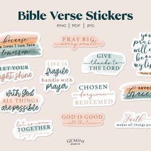 BibelVers Sticker Bundle, Religiöse Spruch Sticker, religiöse Druckbare Sticker Bundle, DIY Laptop Aufkleber, Print & Cut Bibel Sticker