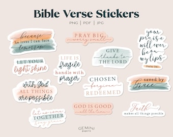 Bible Verse Sticker Bundle, Religious Quote Stickers, Religious Printable Stickers Bundle, DIY Laptop Decal, Print & Cut Bible Stickers