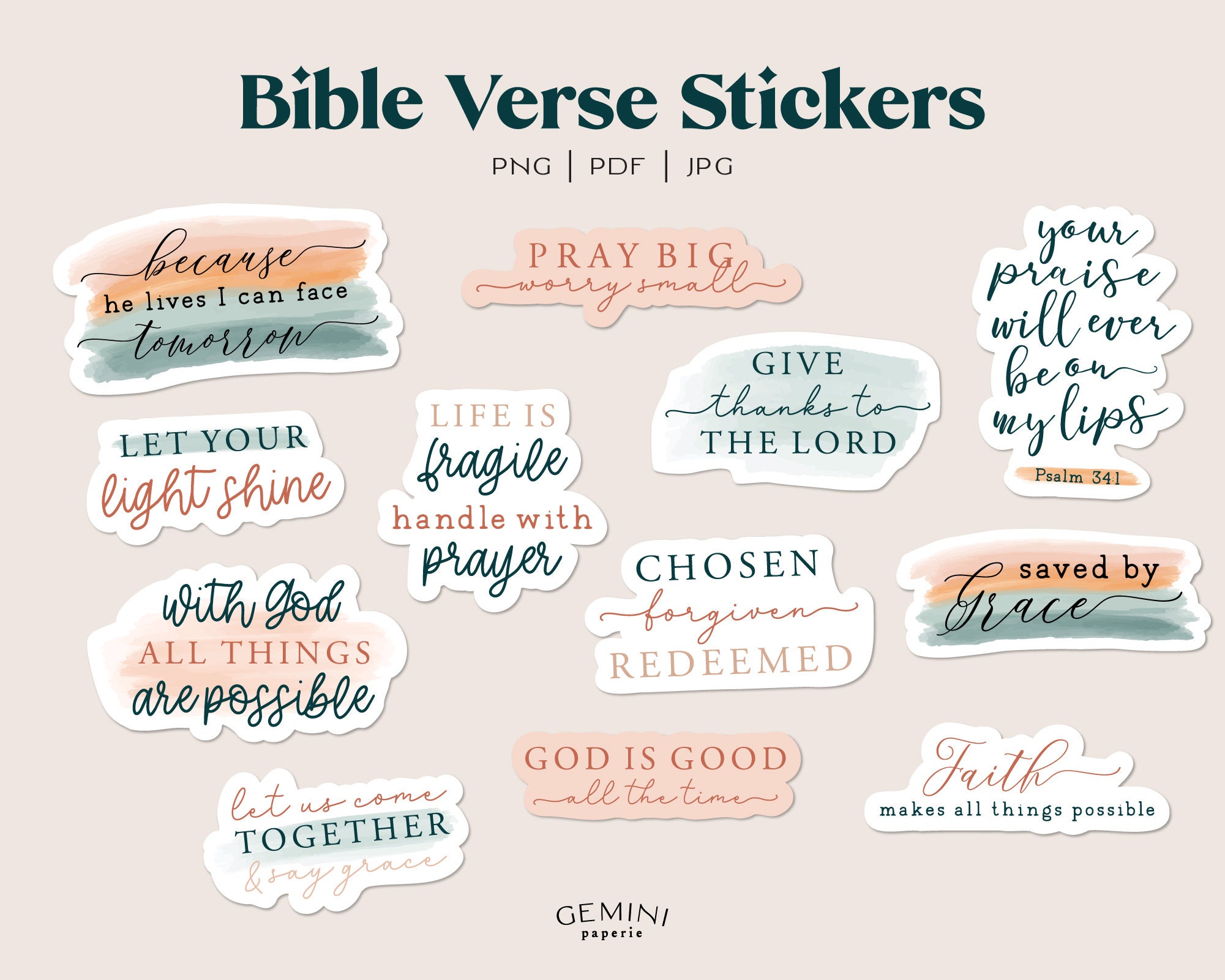 Bible Verse Stickers, Scripture Stickers, Encouraging Gift, Faith