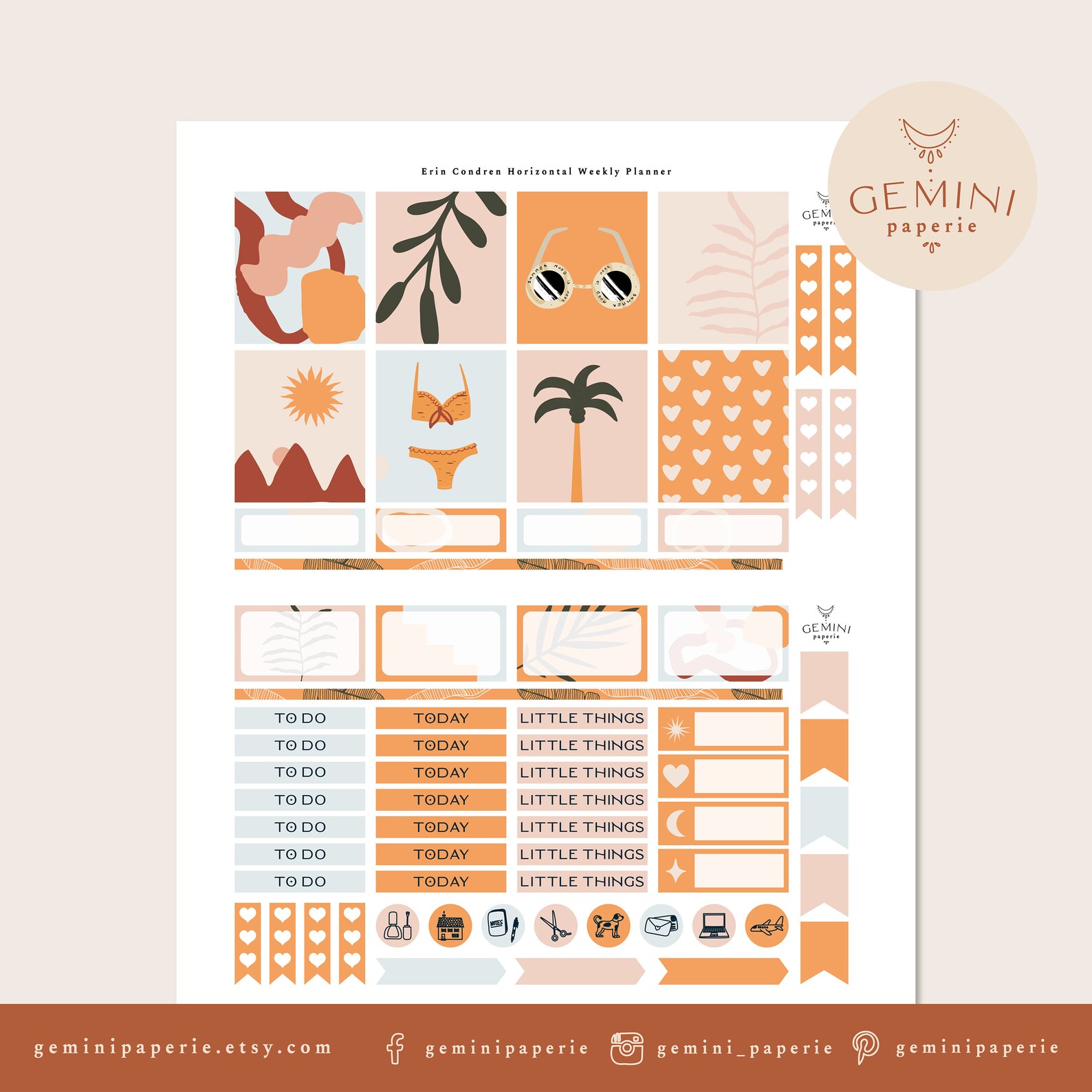 Erin Condren 2021 Horizontal Printable Planner Stickers, Weekly Kit for ...