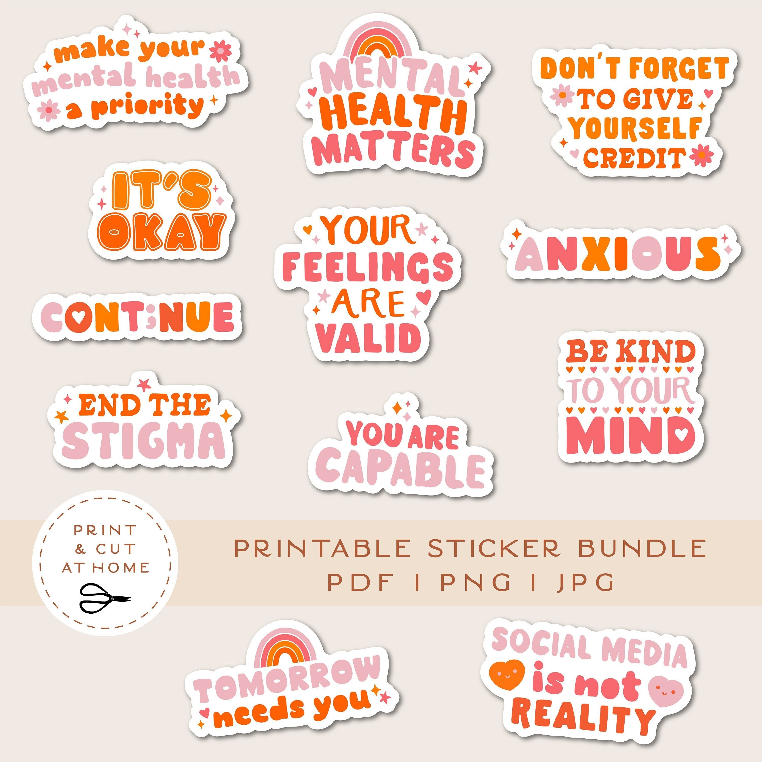 Mental Health Awereness Stickers, Mental Health Printable Sticker ...