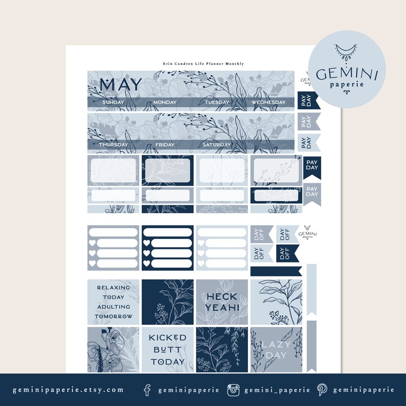Monthly May Printable Planner Sticker Kit Erin Condren 2021 - Etsy
