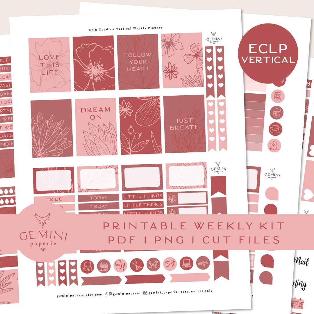 Printable Planner Stickers. Weekly Kit for Erin Condren Life - Etsy