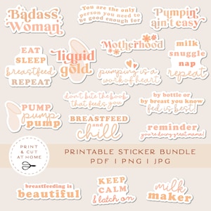 Breastfeeding Printable Stickers Bundle, Motherhood Addict Vinyl Sticker, Motivational Stickers, Mommy Print and Cut Cricut Stickers