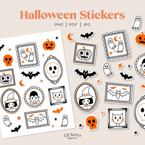 Halloween Sticker Sheet Halloween PNG Halloween Planner - Etsy