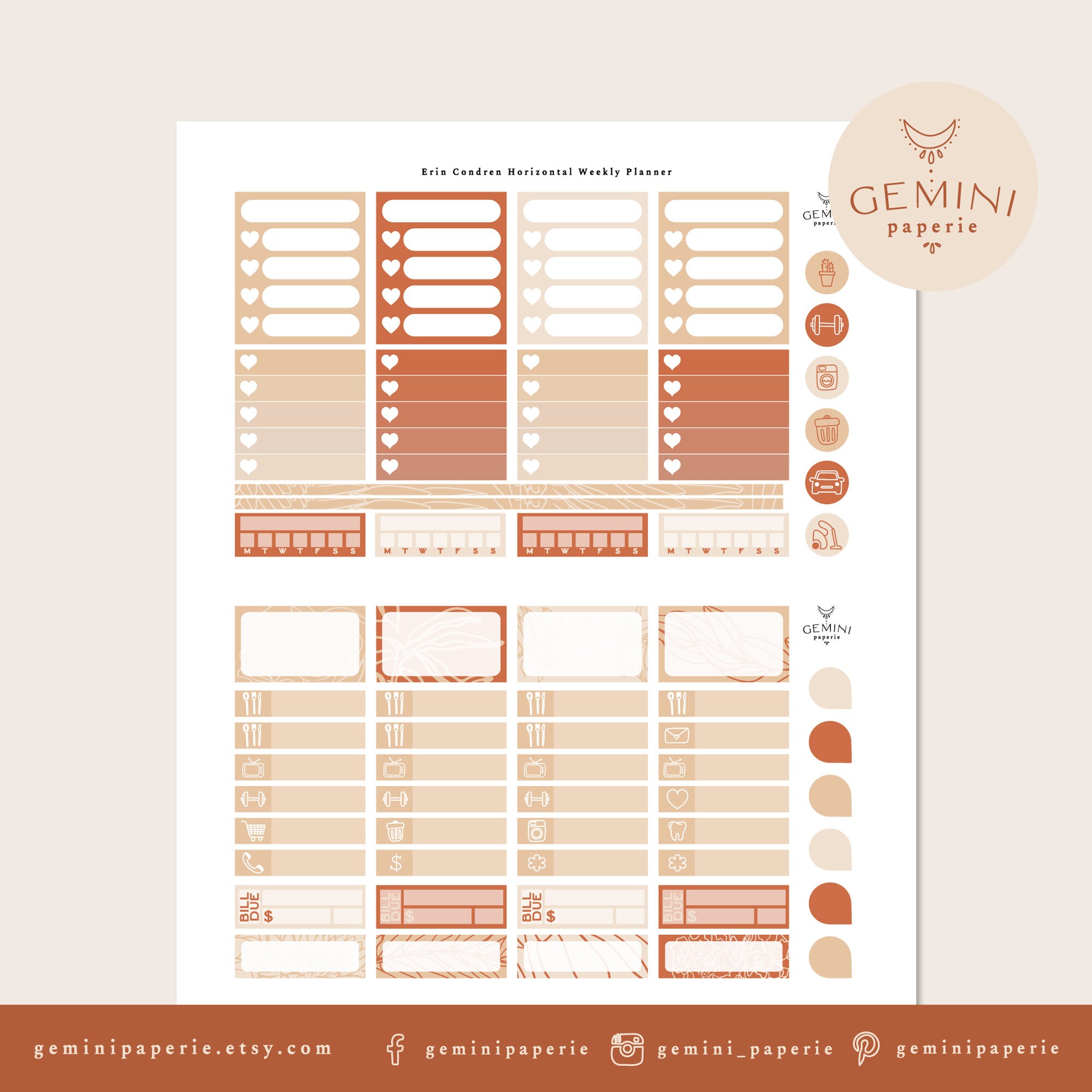 Erin Condren 2021 Horizontal Printable Planner Stickers | Etsy