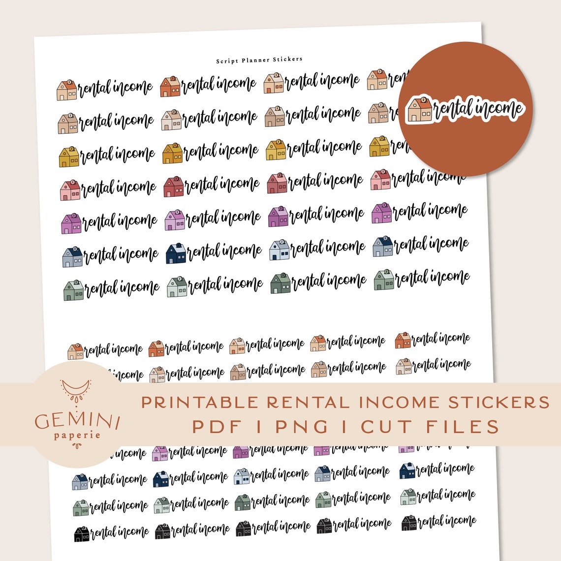 Short Term Rental Program Sticker Rental Income Stickers, Printable Planner Stickers, Rental Income Png ...