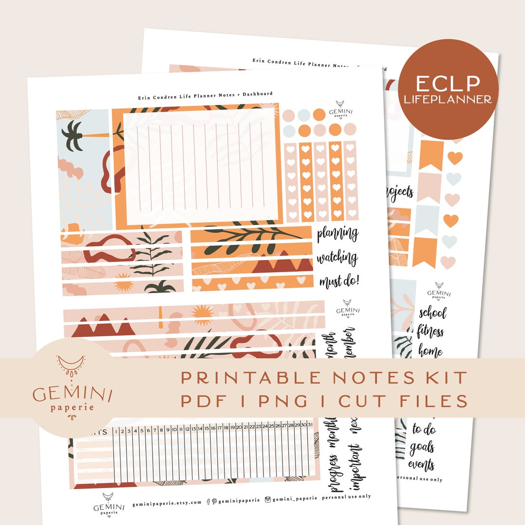 Printable Planner Stickers for Erin Condren Life Planner, Notes Pages ...
