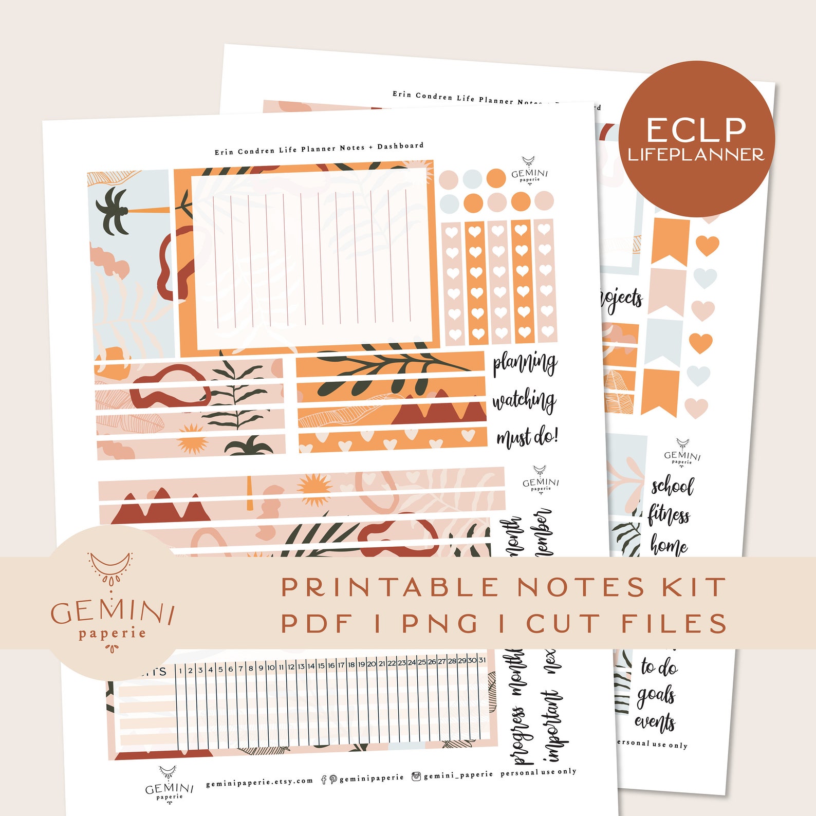Printable Planner Stickers for Erin Condren Life Planner | Etsy