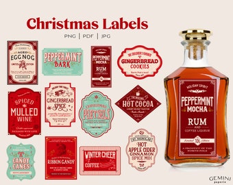 Christmas Label, Christmas Stickers, Bottle Stickers, Christmas Printables, Holiday Sticker, Christmas Decoration, Christmas Party Decor