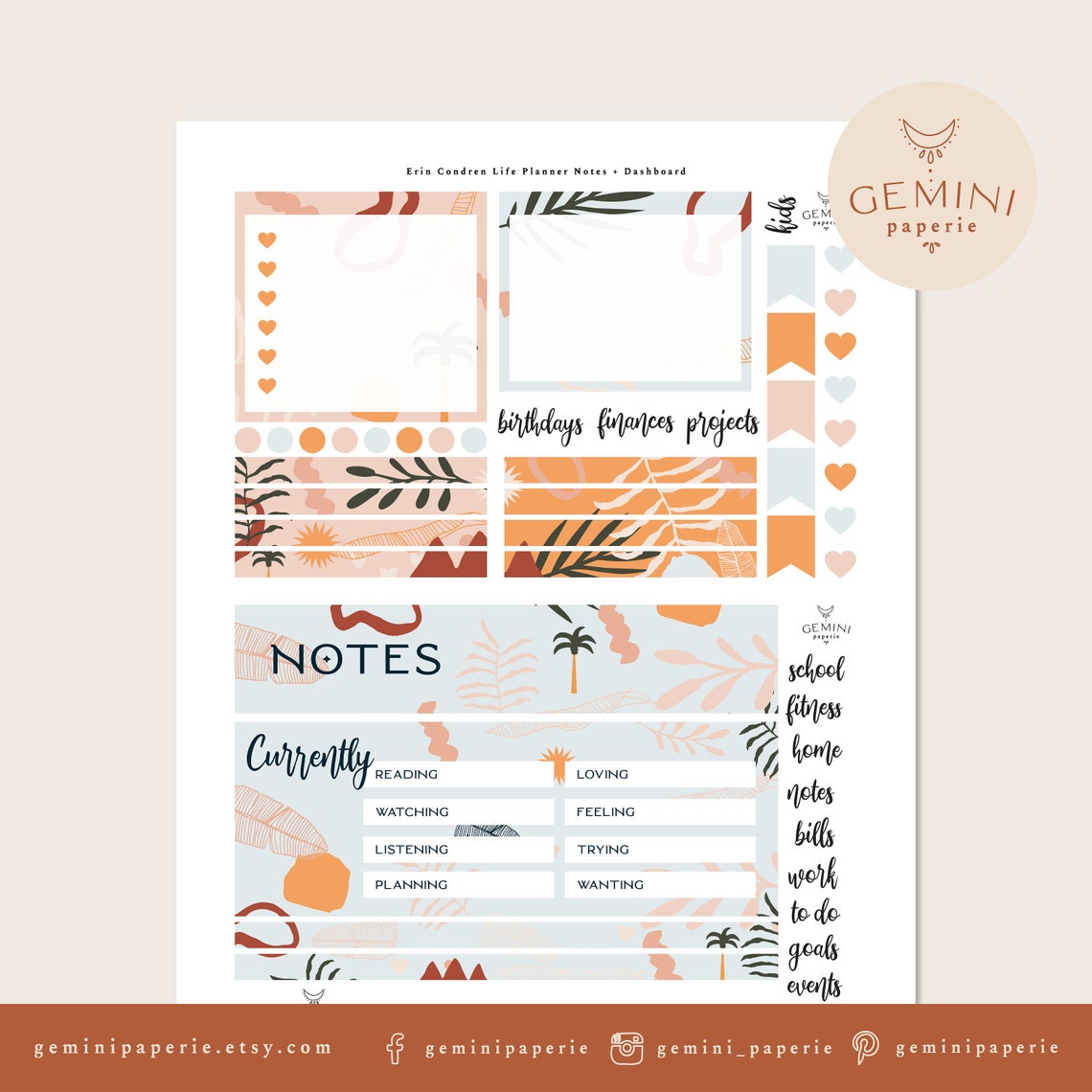 Printable Planner Stickers for Erin Condren Life Planner | Etsy