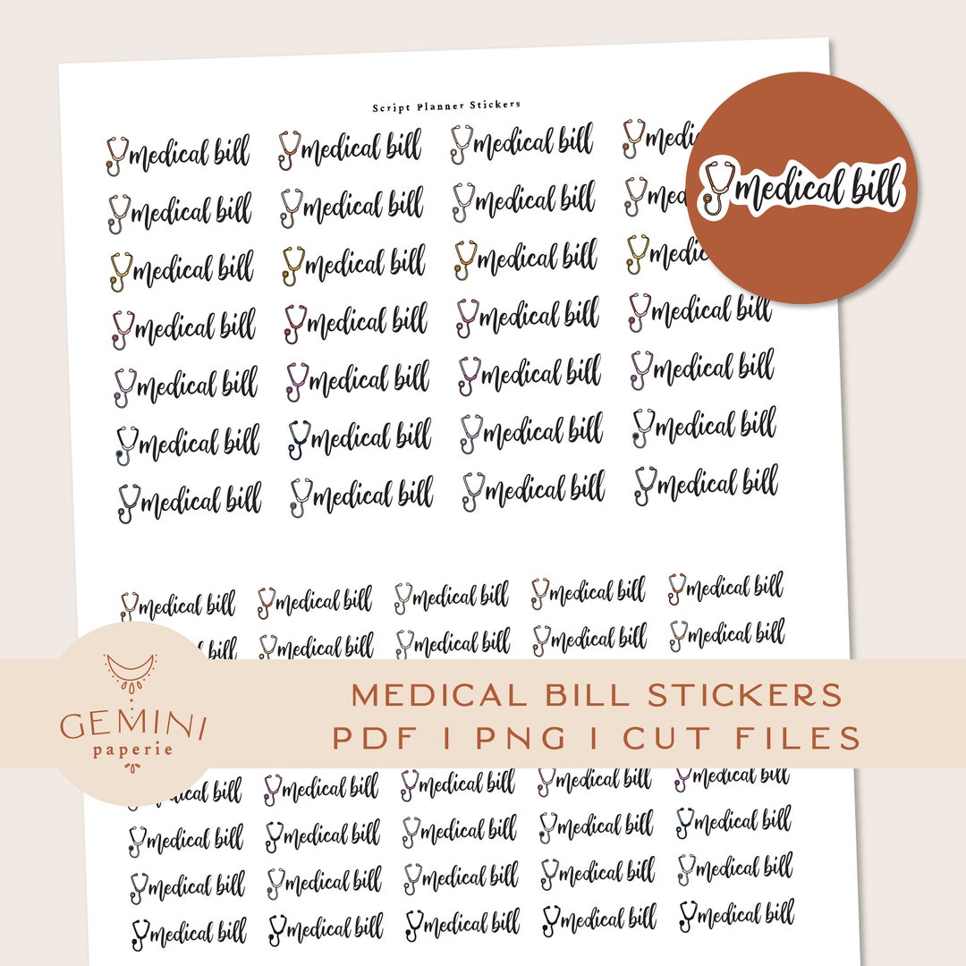 Medical File Sticker Letters Medical Bill Printable Stickers, House Planner Script Stickers, DIY ...