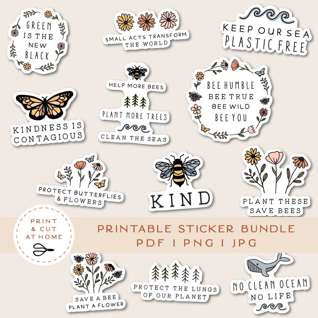 Winter Flowers Stickers. Printable Stickers for Cricut