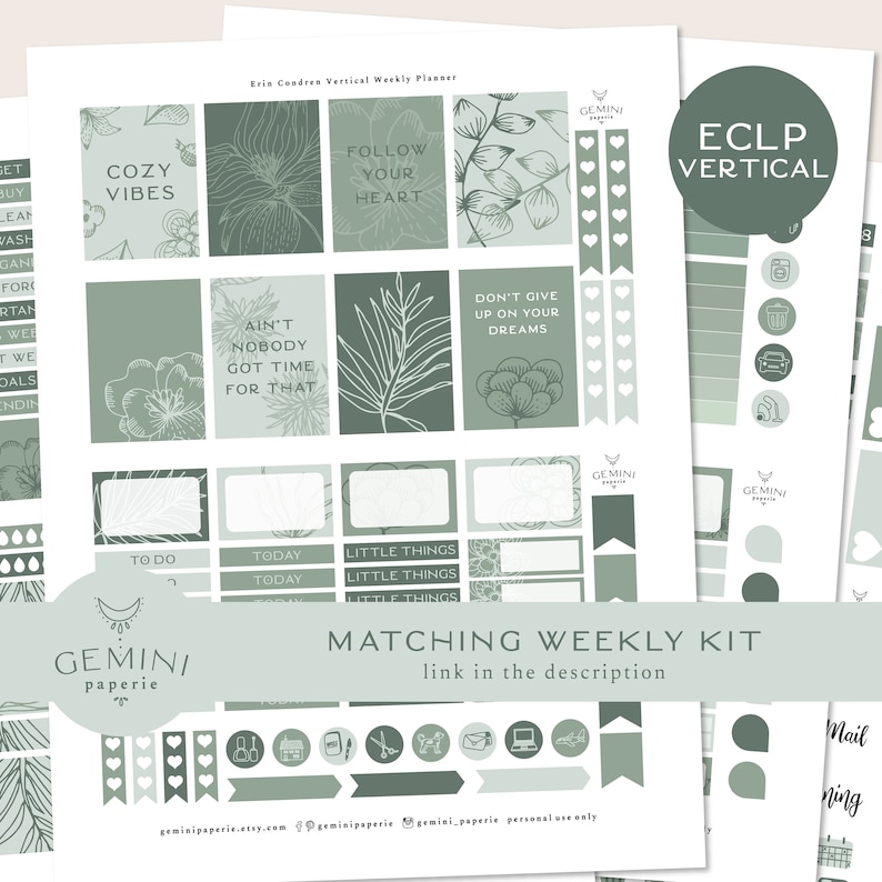 March Monthly Kit. Printable Planner Stickers for Erin Condren 2021 ...