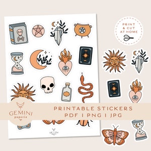 Magische druckbare Aufkleber, Goodnotes Notability Aufkleber, Cricut PNG Aufkleber, digitale Aufkleber, Hexerei Clipart, Bullet Journal Aufkleber