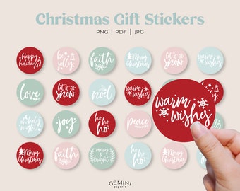 Christmas Stickers, Envelope Seals, Festive Stickers, Gift Labels, Print and Cut Stickers, Christmas Labels, Christmas Labels