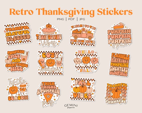 Thanksgiving Printable Scrapbooking Kit Autumn Stickers Printable Stickers  Planner Stickers Paper Crafting 