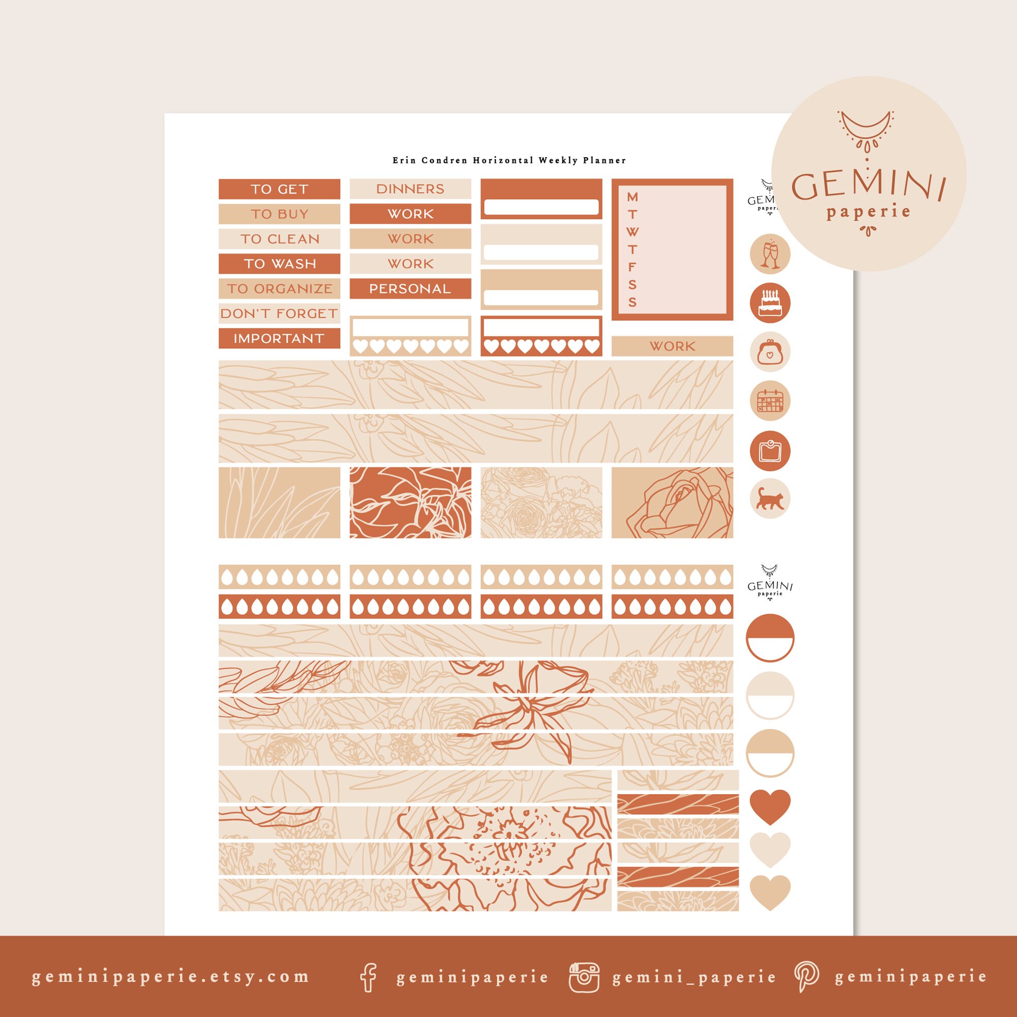 Erin Condren 2021 Horizontal Printable Planner Stickers | Etsy