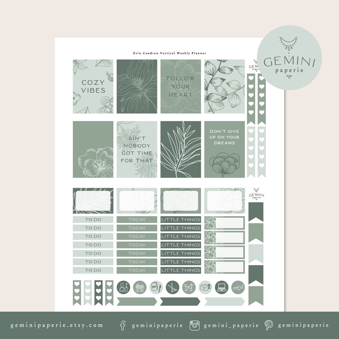 Printable Weekly Planner Stickers for Erin Condren 2021, Weekly Planner ...