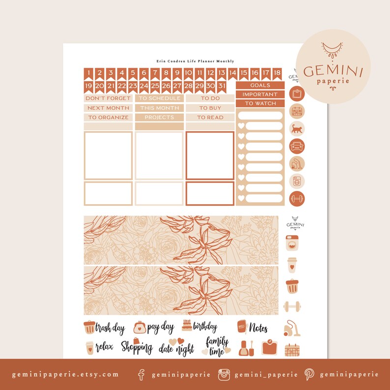 March Printable Planner Stickers. Monthly Kit for CLASSIC | Etsy