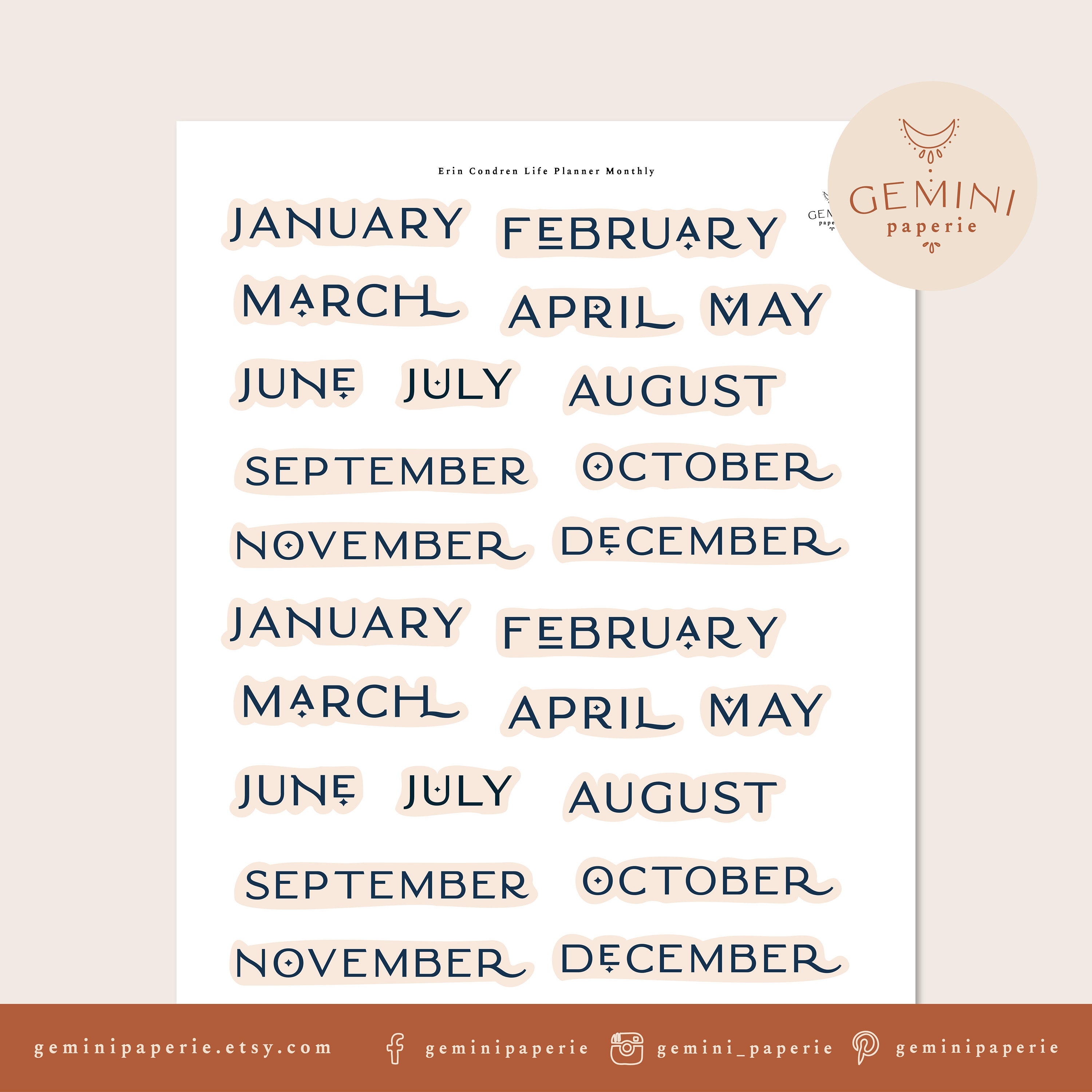 Choose Any Month Monthly Printable Planner Stickers Monthly - Etsy