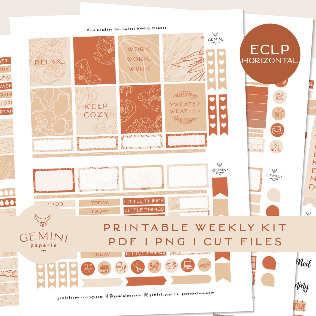 Erin Condren 2021 Horizontal Printable Planner Stickers, Weekly Kit for ...