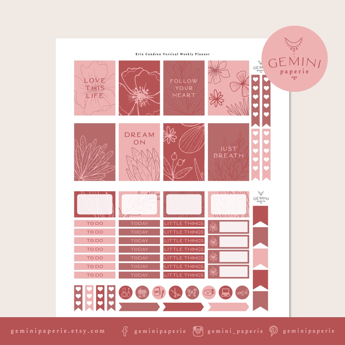 Printable Planner Stickers. Weekly Kit for Erin Condren Life - Etsy