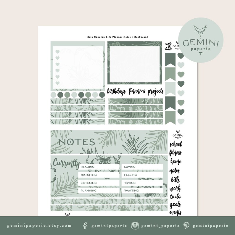 Printable Planner Stickers for Erin Condren Life Planner - Etsy