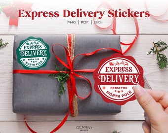 Christmas Stickers, Express Delivery Stickers, Christmas Present Stickers, Gift Labels, Print and Cut Stickers, Christmas Labels