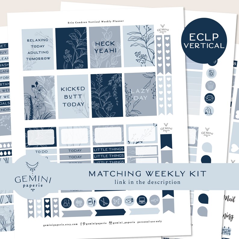 Printable Planner Stickers. Monthly Kit for Erin Condren 2021 - Etsy