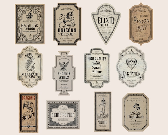 Lot De 50 étiquettes De Potion Magique Pour Petites