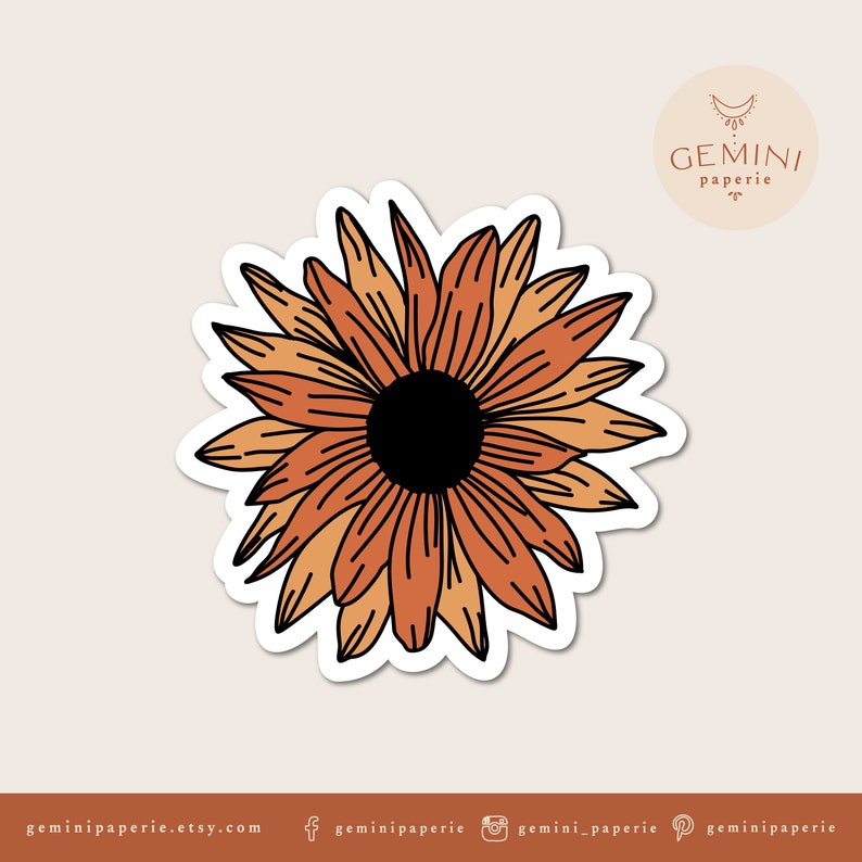 Sunflower Printable Sticker Flower Vinyl Sticker Laptop Etsy