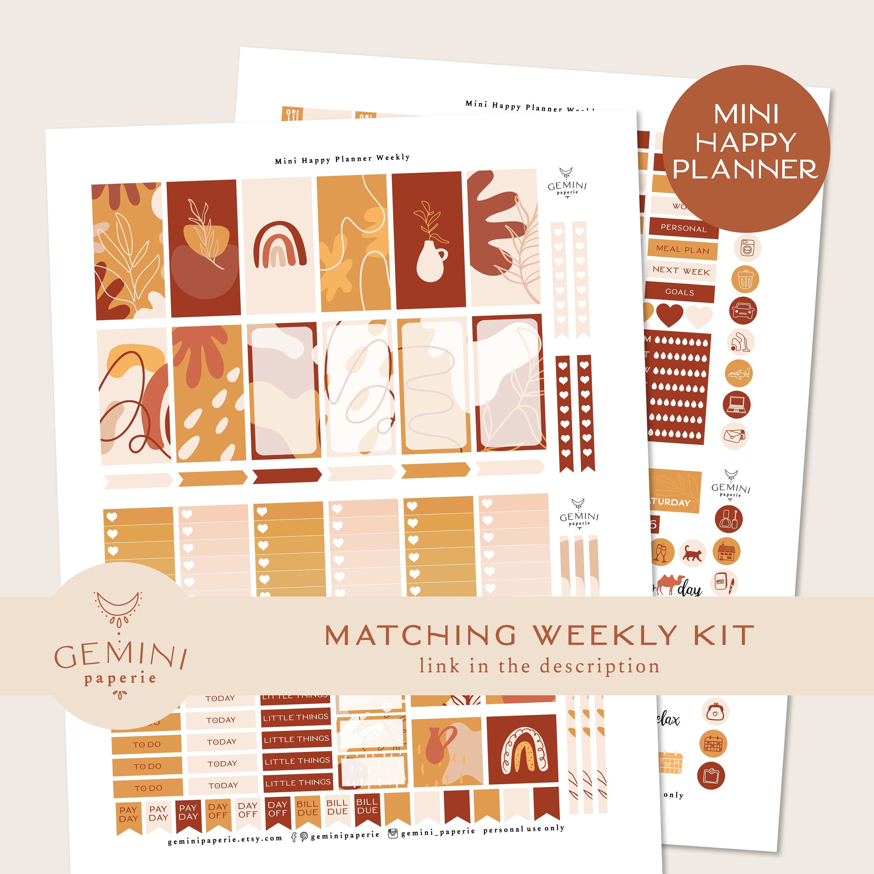 Monthly Kit for Mini Happy Planner, Monthly Printable Planner Sticker ...