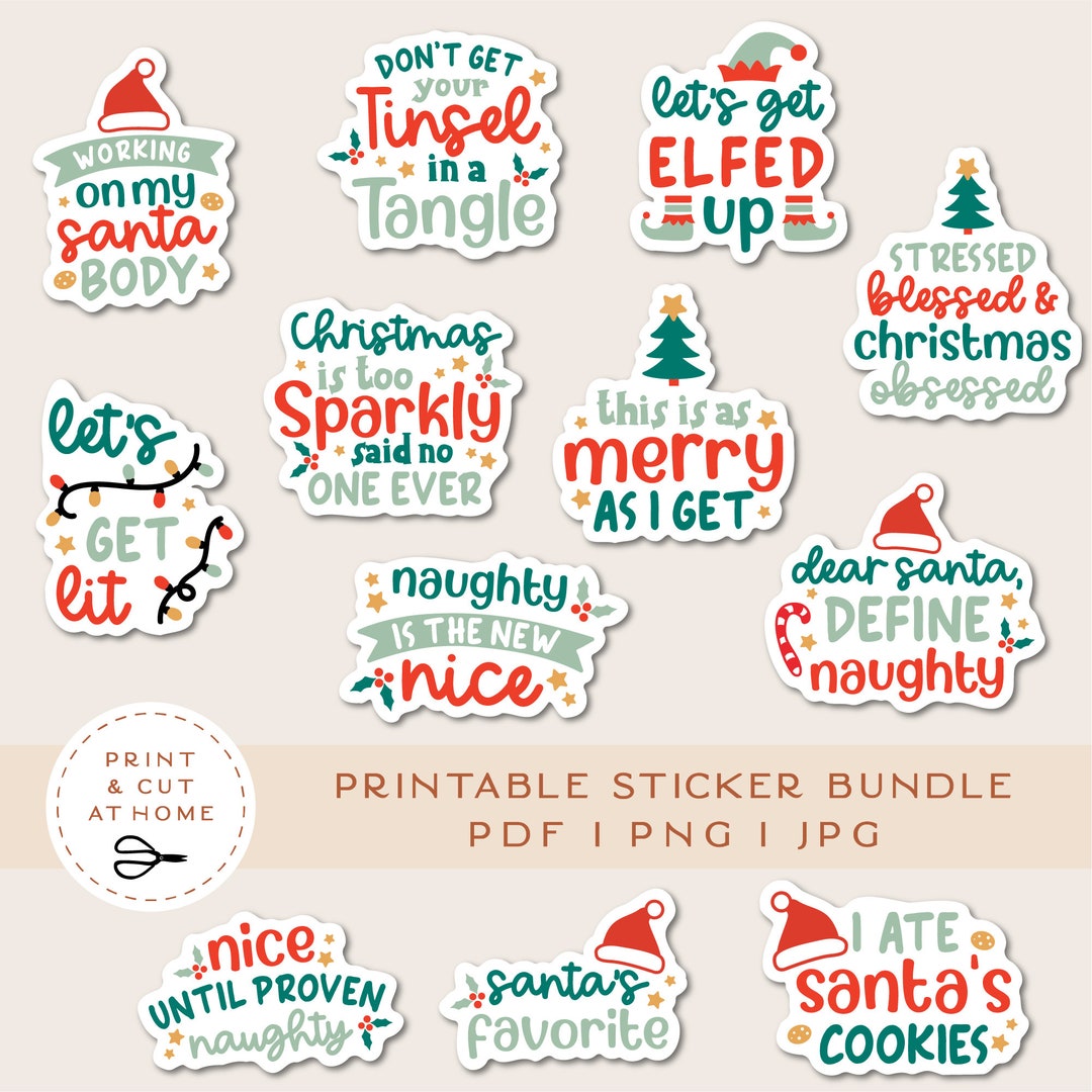 Christmas Sticker Bundle Printable Sticker Bundle Sarcastic Etsy UK