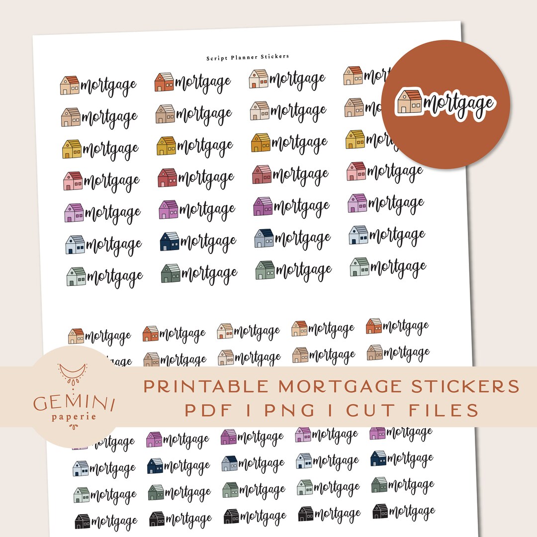 Mortgage Printable Stickers, House Planner Script Stickers, DIY ...
