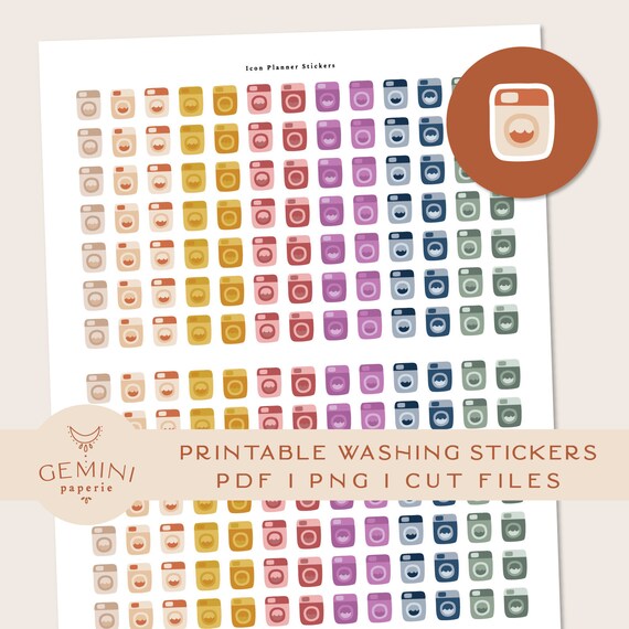 Washing Icon Stickers for Planner Functional Printable - Etsy