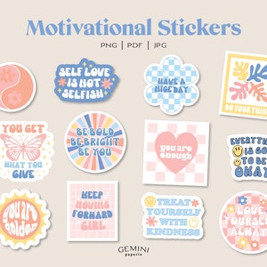 Motivierende Sticker, Druckbare Sticker, Retro Sticker, Dänische Pastell Sticker, Positivität Sticker, Motivation Sticker Bundle