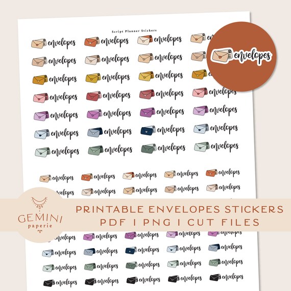 Envelopes Printable Stickers Planner Script Stickers DIY - Etsy