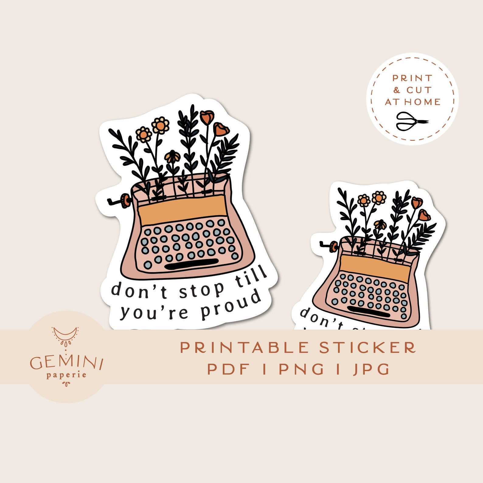 Hydroflask Stickers Typewriter Sticker Printable Stickers | Etsy