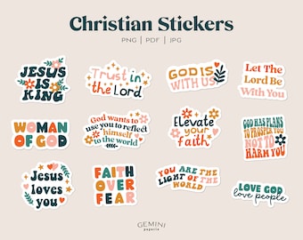 Christian Sticker Bundle, Religious Printable Stickers Bundle, Bible Quote Stickers, DIY Laptop Decal, Print & Cut Bible Stickers