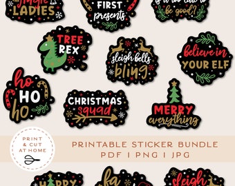 Funny Christmas Sticker Bundle, Christmas Printable Sticker Bundle, Vinyl Stickers, Holiday Sticker Bundle, Christmas Clipart