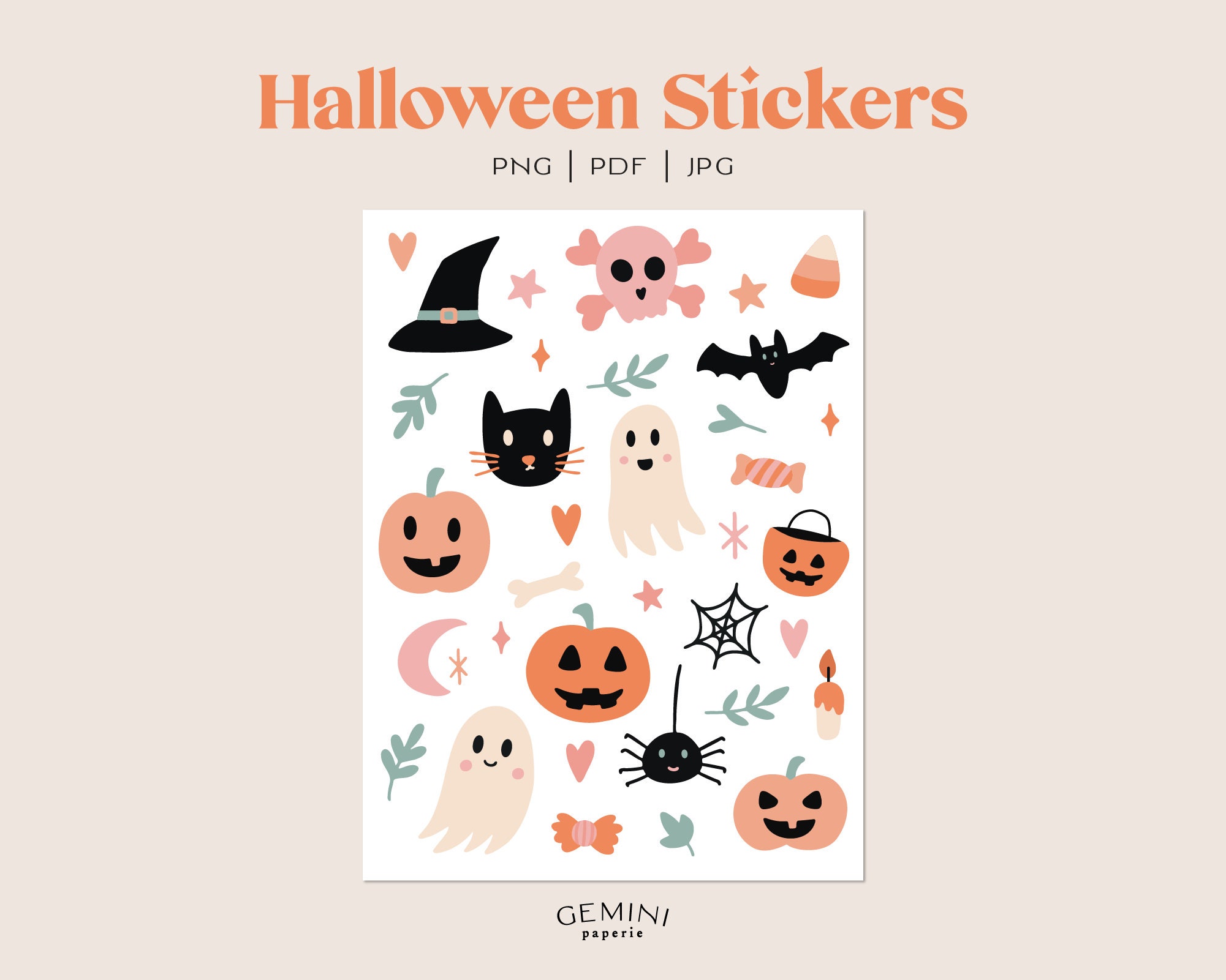 Halloween Sticker Sheet Halloween PNG Halloween Planner - Etsy
