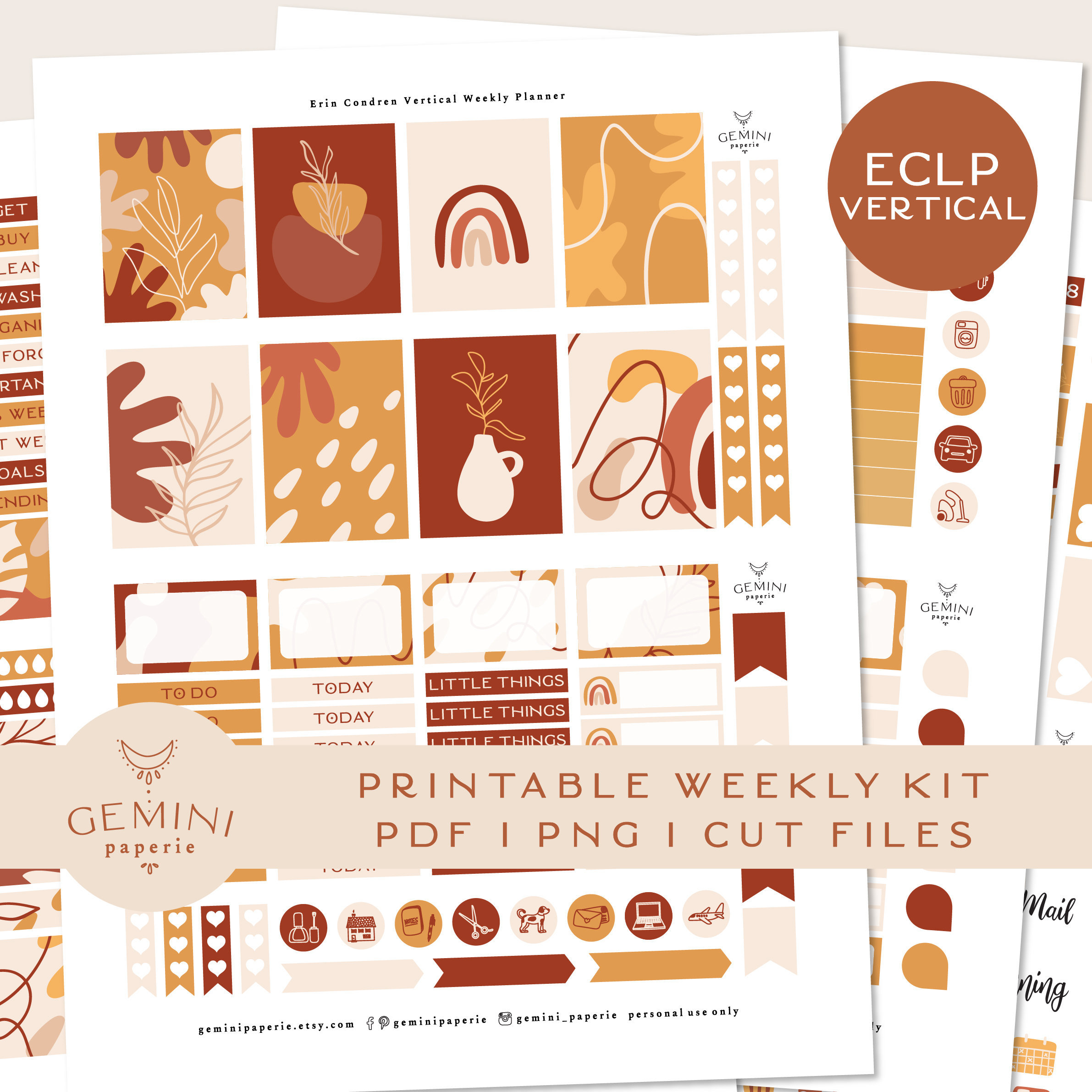 Printable Planner Stickers Weekly Kit for Erin Condren 2021 Vertical ...