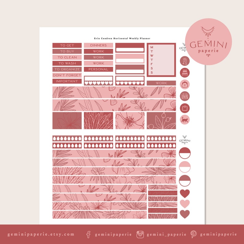 Printable Planner Stickers. Weekly Kit for Erin Condren Life - Etsy