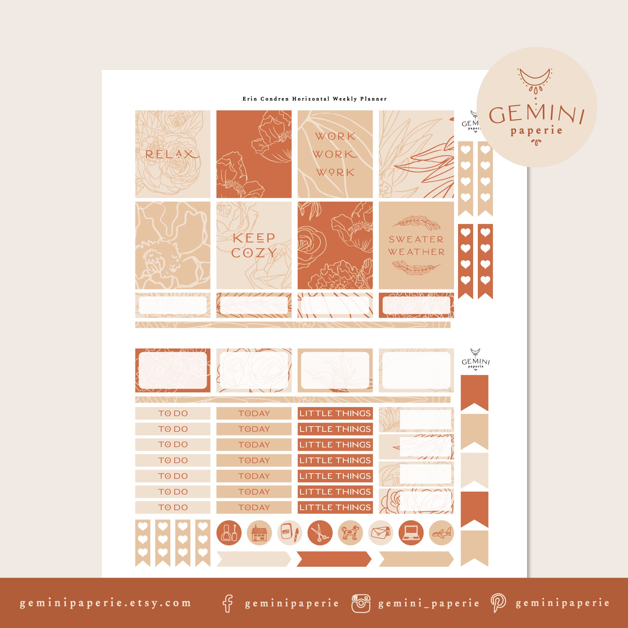 Erin Condren 2021 Horizontal Printable Planner Stickers | Etsy