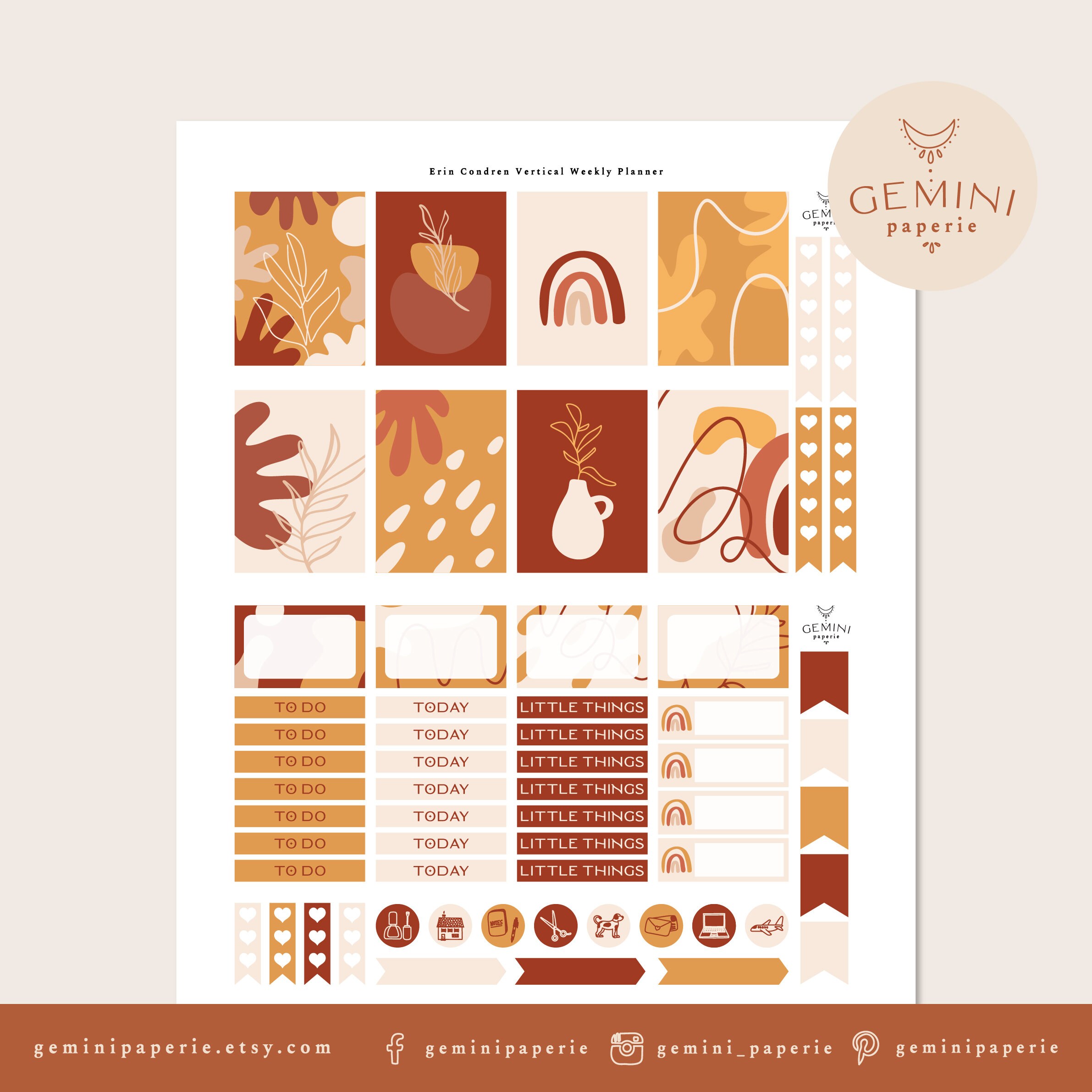 Printable Planner Stickers Weekly Kit for Erin Condren 2021 Vertical ...