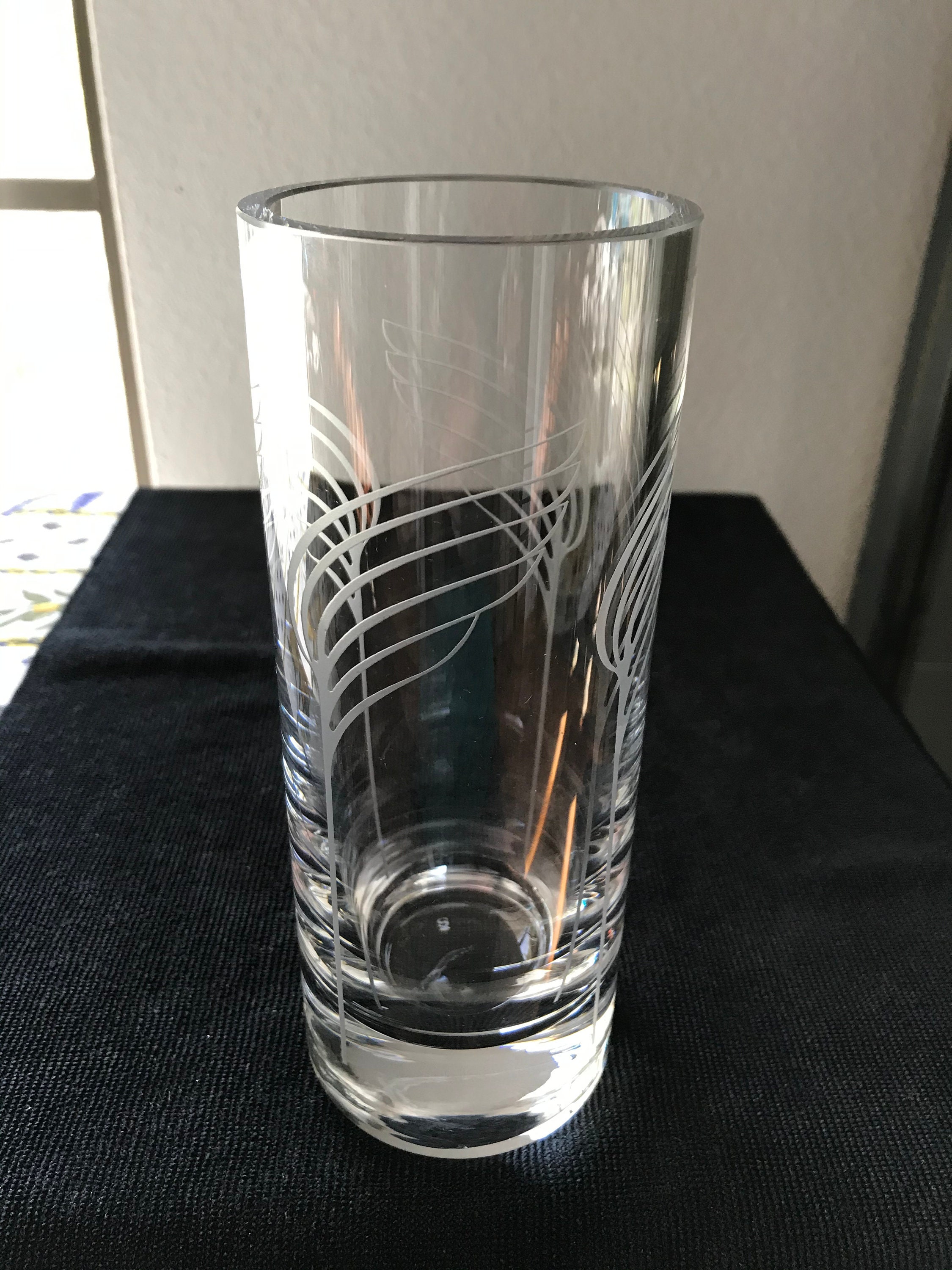 Spiegelau Crystal Vase Etched Glass Art Deco Etsy